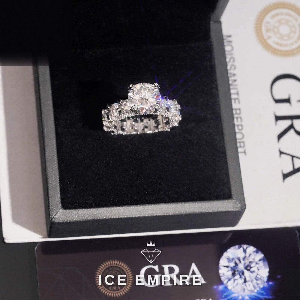 Iced Out 925 Silver Moissanite Ring