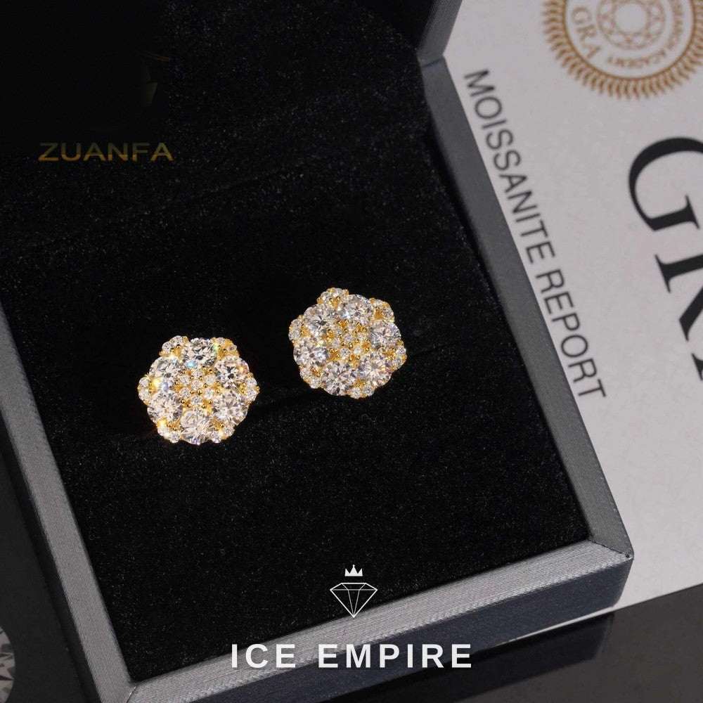 Iced Out 925 Silver Moissanite Earrings