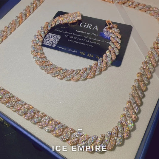 Iced Out Rose Gold Plated Moissanite Cuban Chain