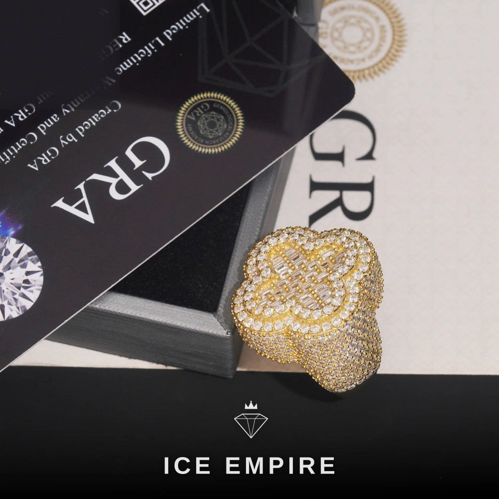 Iced Out Baguette Rose Gold Plated Moissanite Ring