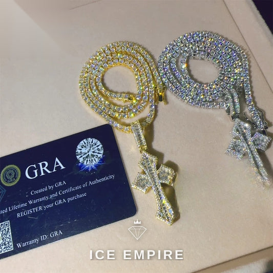 Iced Out Cross 925 Silver Moissanite Pendant