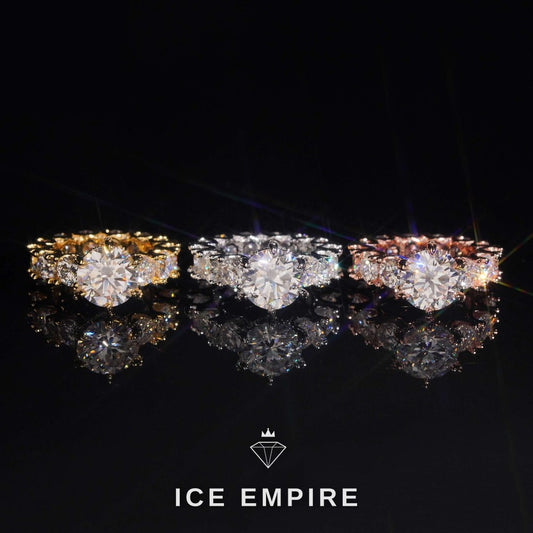 Iced Out Rose Gold Plated Moissanite Engagement Ring