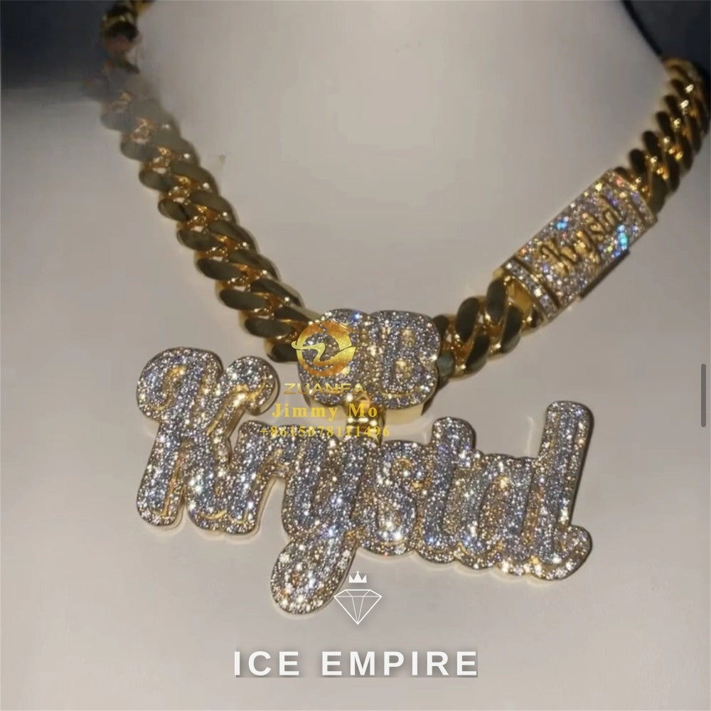 Iced Out Baguette 925 Silver Moissanite Pendant