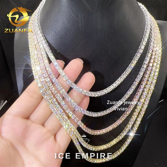 Iced Out Rose Gold Plated Moissanite Tennis Chain