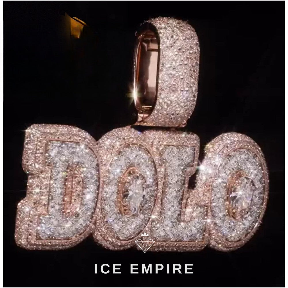 Iced Out Baguette Rose Gold Plated Moissanite Pendant