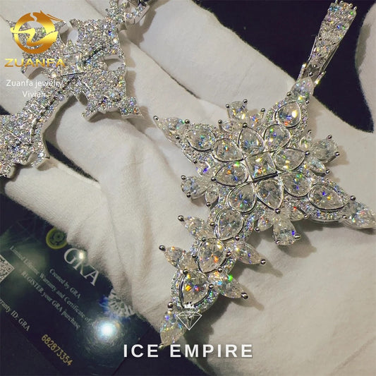 Iced Out Cross 925 Silver Moissanite Pendant