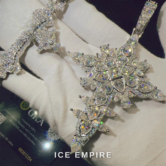 Iced Out Cross 925 Silver Moissanite Pendant