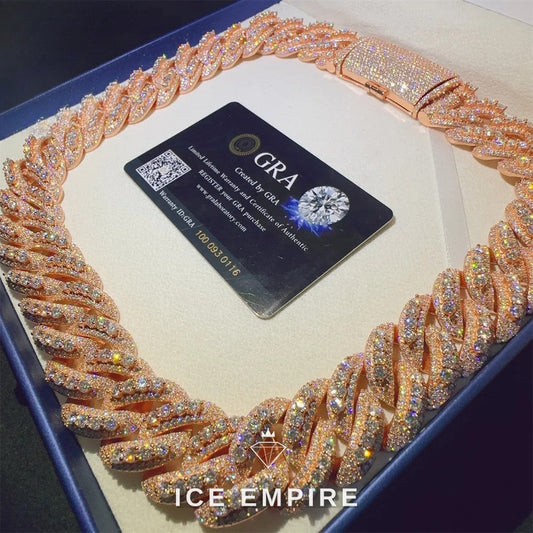 Iced Out Rose Gold Plated Moissanite Cuban Chain