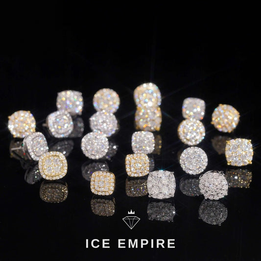 Iced Out Rose Gold Plated Moissanite Stud Earrings