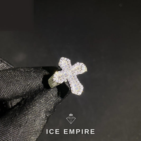 Iced Out Baguette Rose Gold Plated Moissanite Engagement Ring