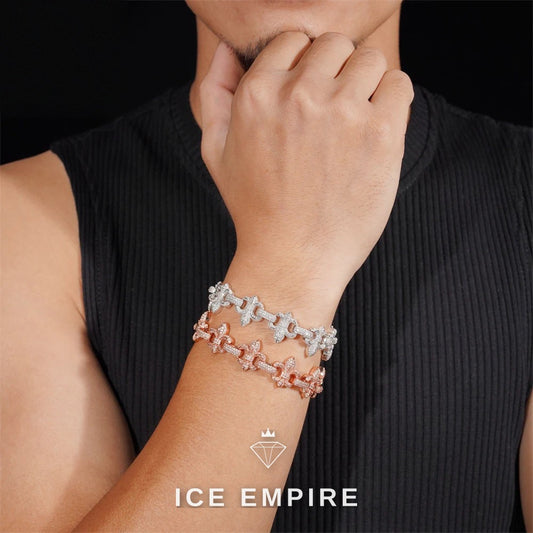 Iced Out Cross Rose Gold Plated Moissanite Cuban Chain