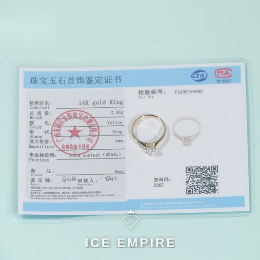 Iced Out 9K Gold Moissanite Engagement Ring
