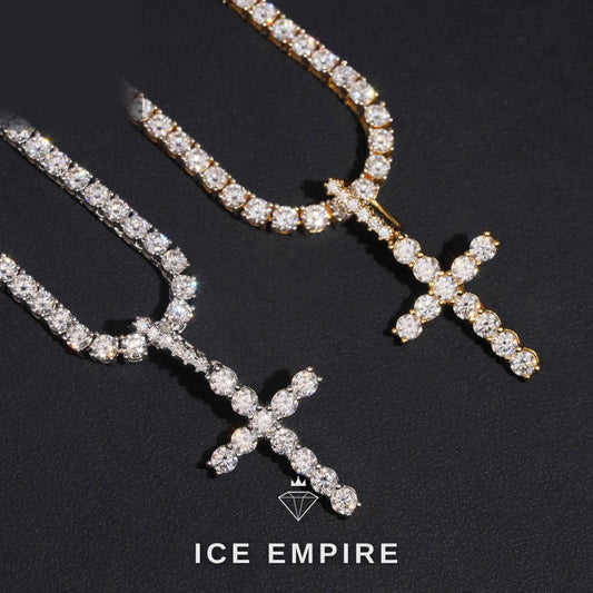 Iced Out Cross Rose Gold Plated Moissanite Pendant