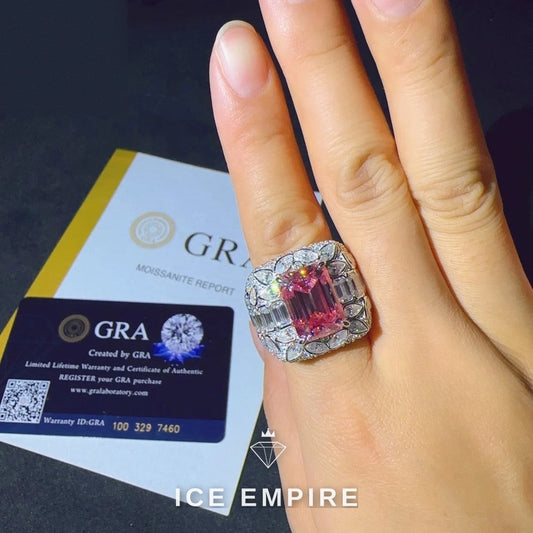 Iced Out Heart 10K Gold Moissanite Ring