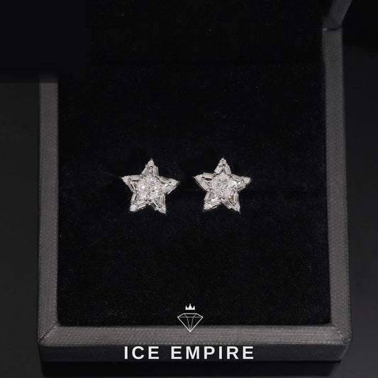 Iced Out Baguette Rose Gold Plated Moissanite Stud Earrings