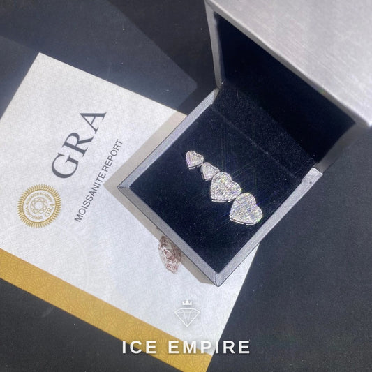 Iced Out Heart 925 Silver Moissanite Stud Earrings
