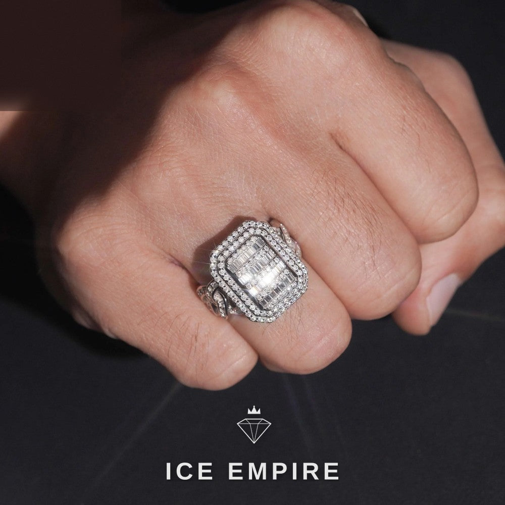Iced Out 925 Silver Moissanite Ring