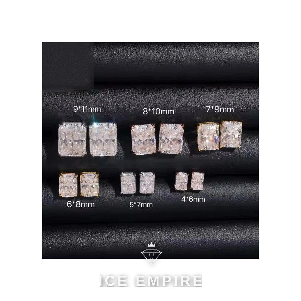Iced Out 925 Silver Moissanite Stud Earrings