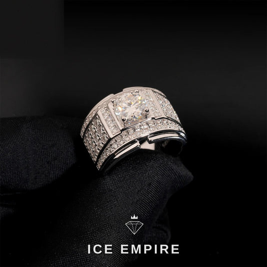 Iced Out 925 Silver Moissanite Ring