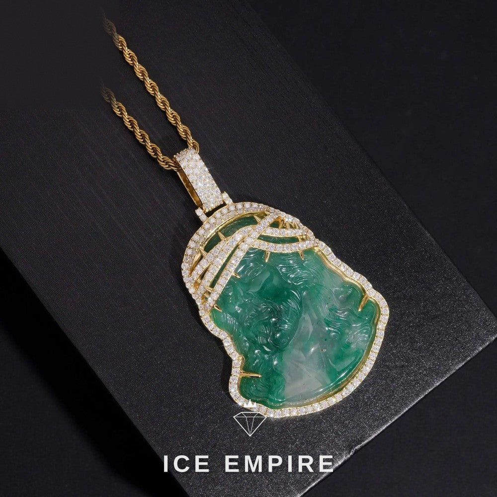 Iced Out 18K Gold Moissanite Pendant