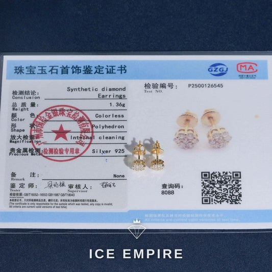 Iced Out Cluster Rose Gold Plated Lab Grown Diamond Earrings