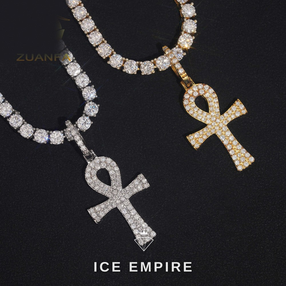 Iced Out Cross 925 Silver Moissanite Pendant