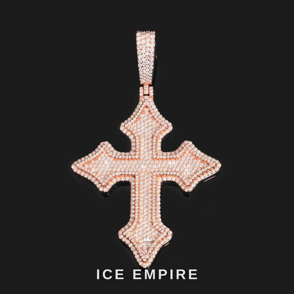Iced Out Cross Rose Gold Pendant