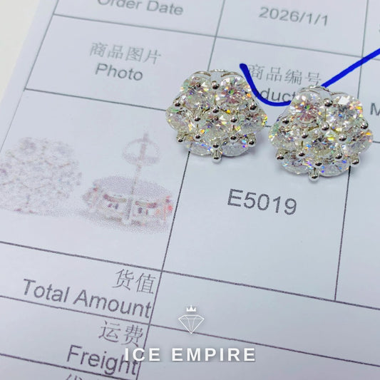 Iced Out 925 Silver Moissanite Stud Earrings