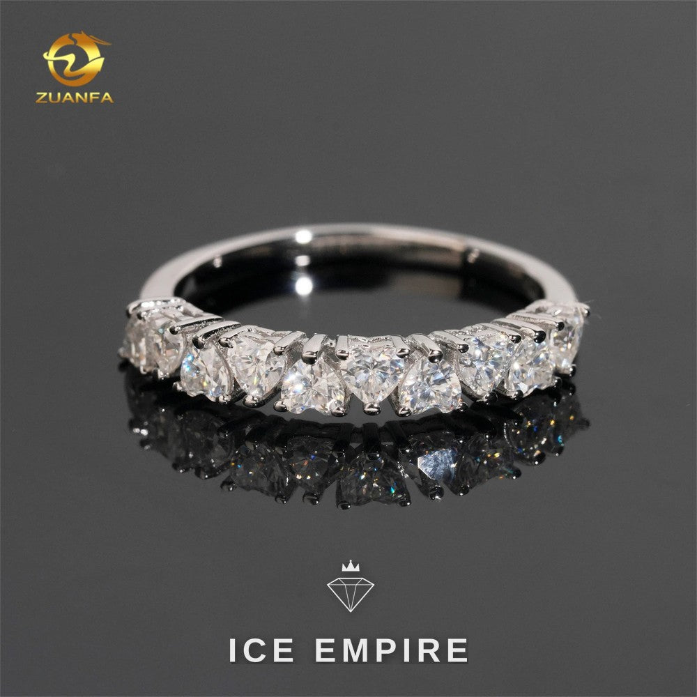 Iced Out Heart 925 Silver Moissanite Engagement Ring