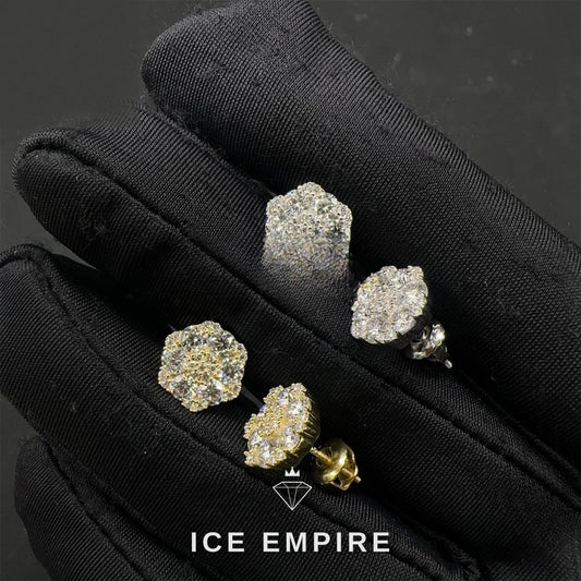 Iced Out Rose Gold Plated Moissanite Stud Earrings