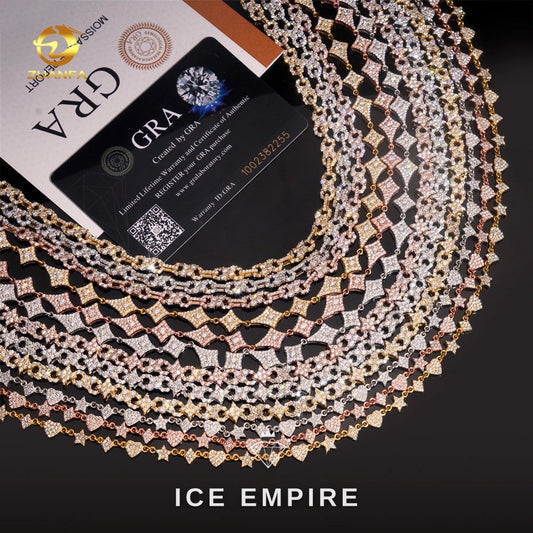 Iced Out Cluster Rose Gold Plated Moissanite Cuban Chain