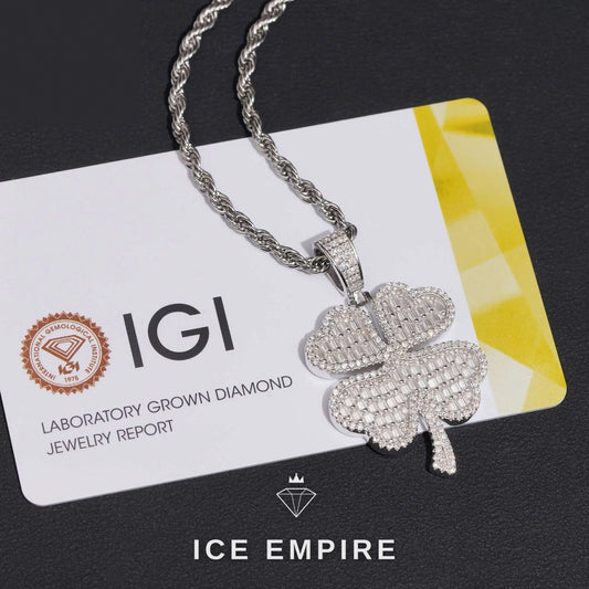 Iced Out Baguette Gold Plated Lab Grown Diamond Pendant