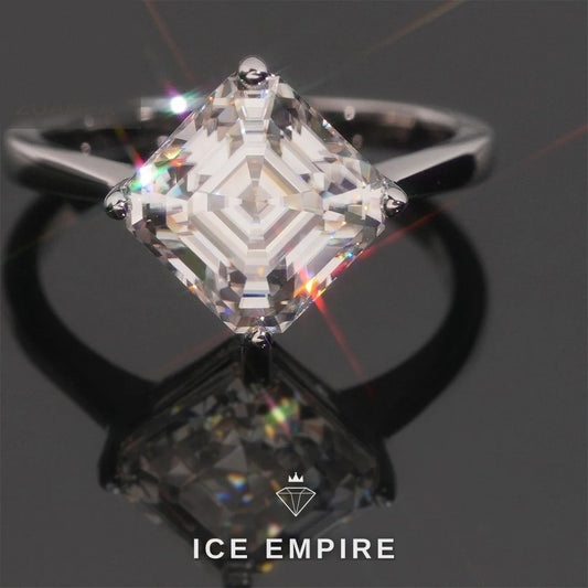 Iced Out 925 Silver Moissanite Engagement Ring