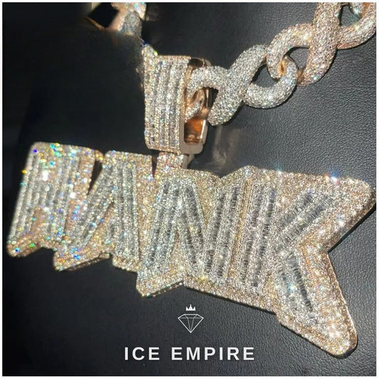 Iced Out Baguette Rose Gold Plated Moissanite Pendant