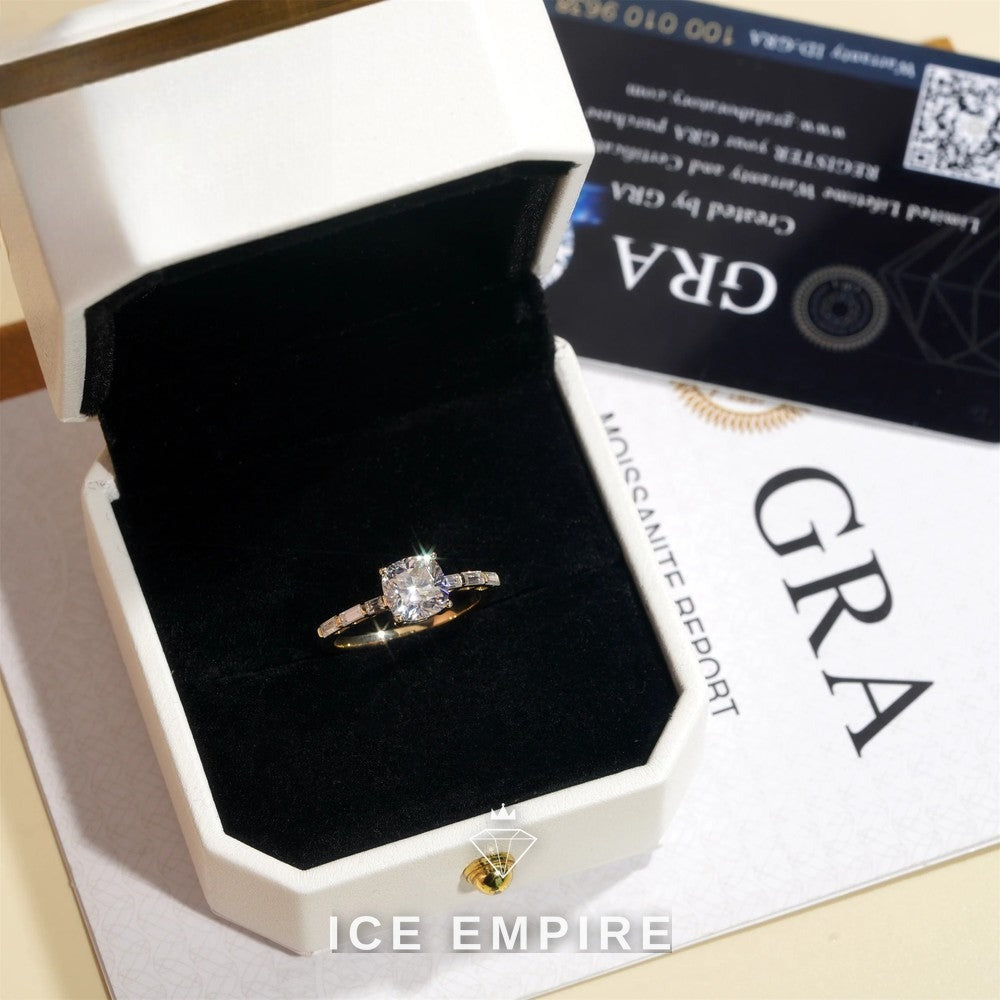 Iced Out 10K Gold Moissanite Engagement Ring