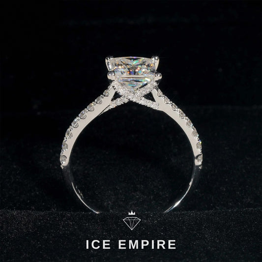 Iced Out 14K Gold Moissanite Engagement Ring