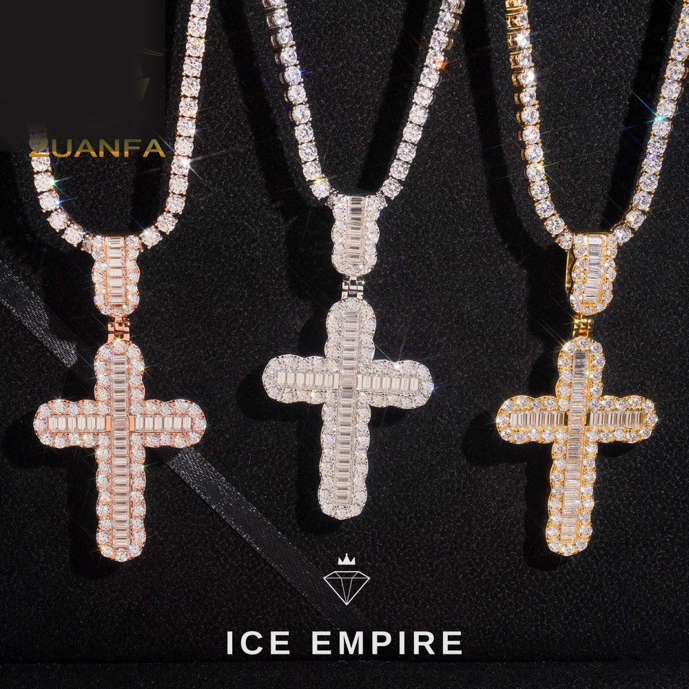 Iced Out Baguette Rose Gold Plated Moissanite Pendant