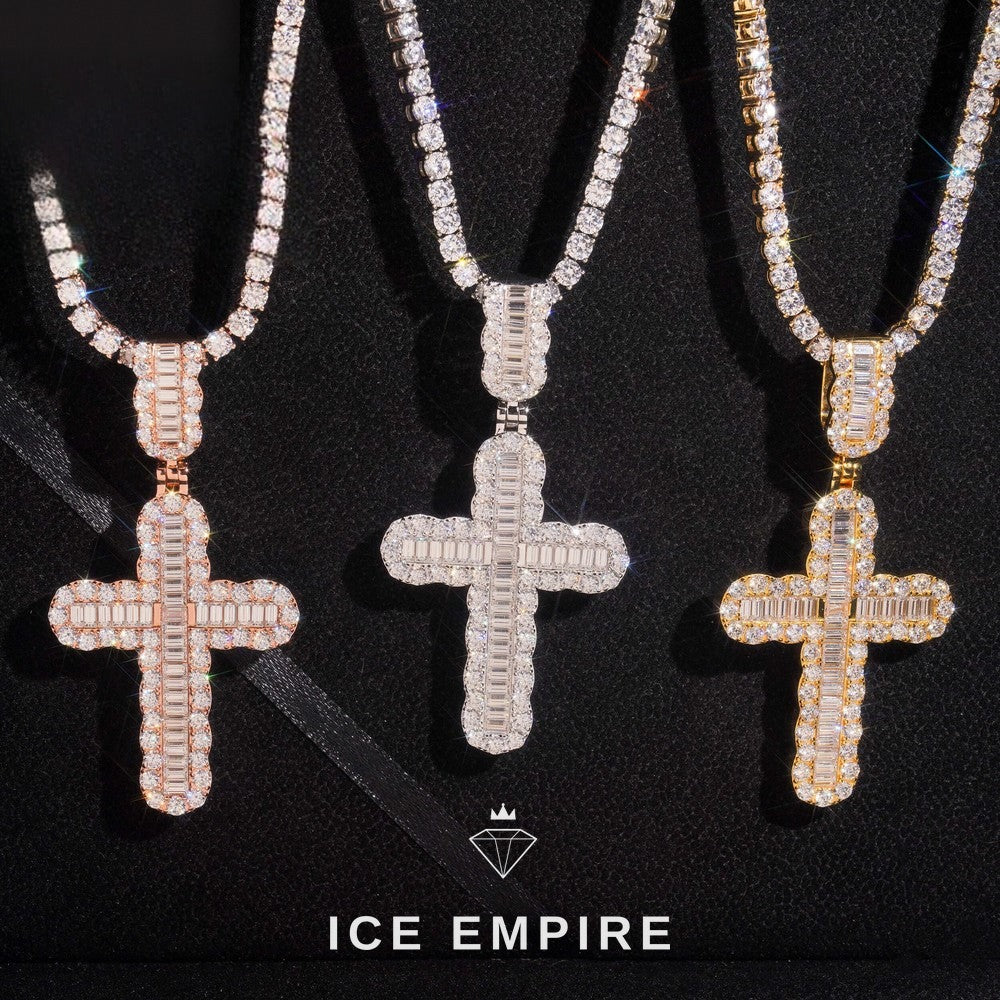 Iced Out Baguette Rose Gold Plated Moissanite Pendant