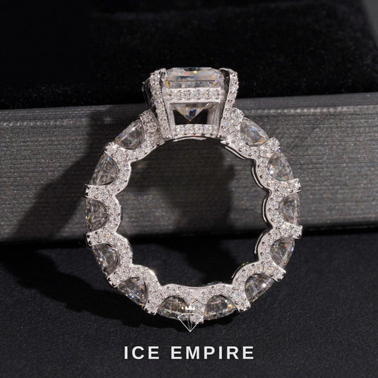 Iced Out 925 Silver Moissanite Engagement Ring