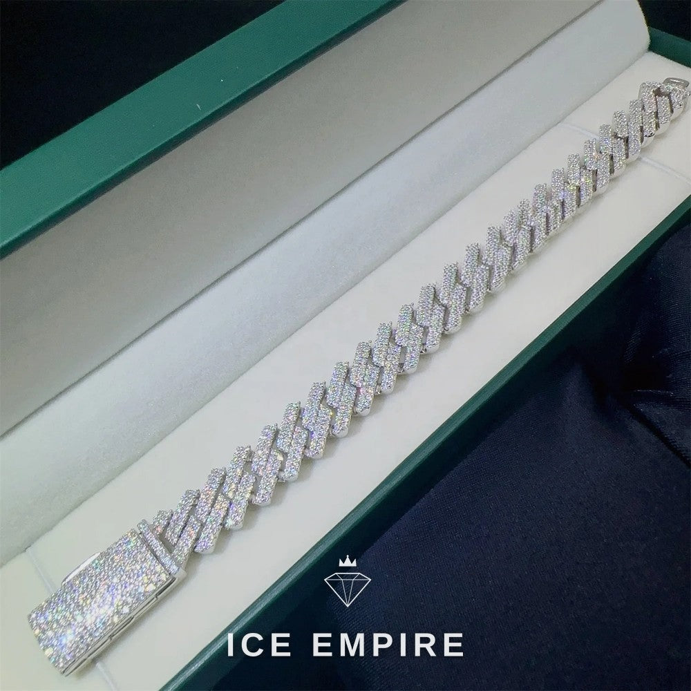 Iced Out 925 Silver Moissanite Cuban Chain