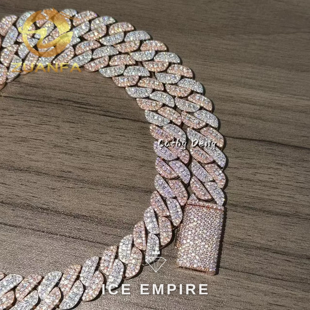 Iced Out Rose Gold Plated Moissanite Cuban Chain