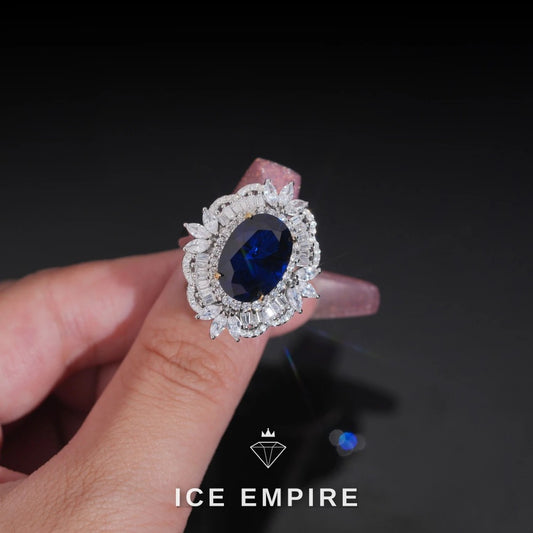 Iced Out 925 Silver Moissanite Engagement Ring