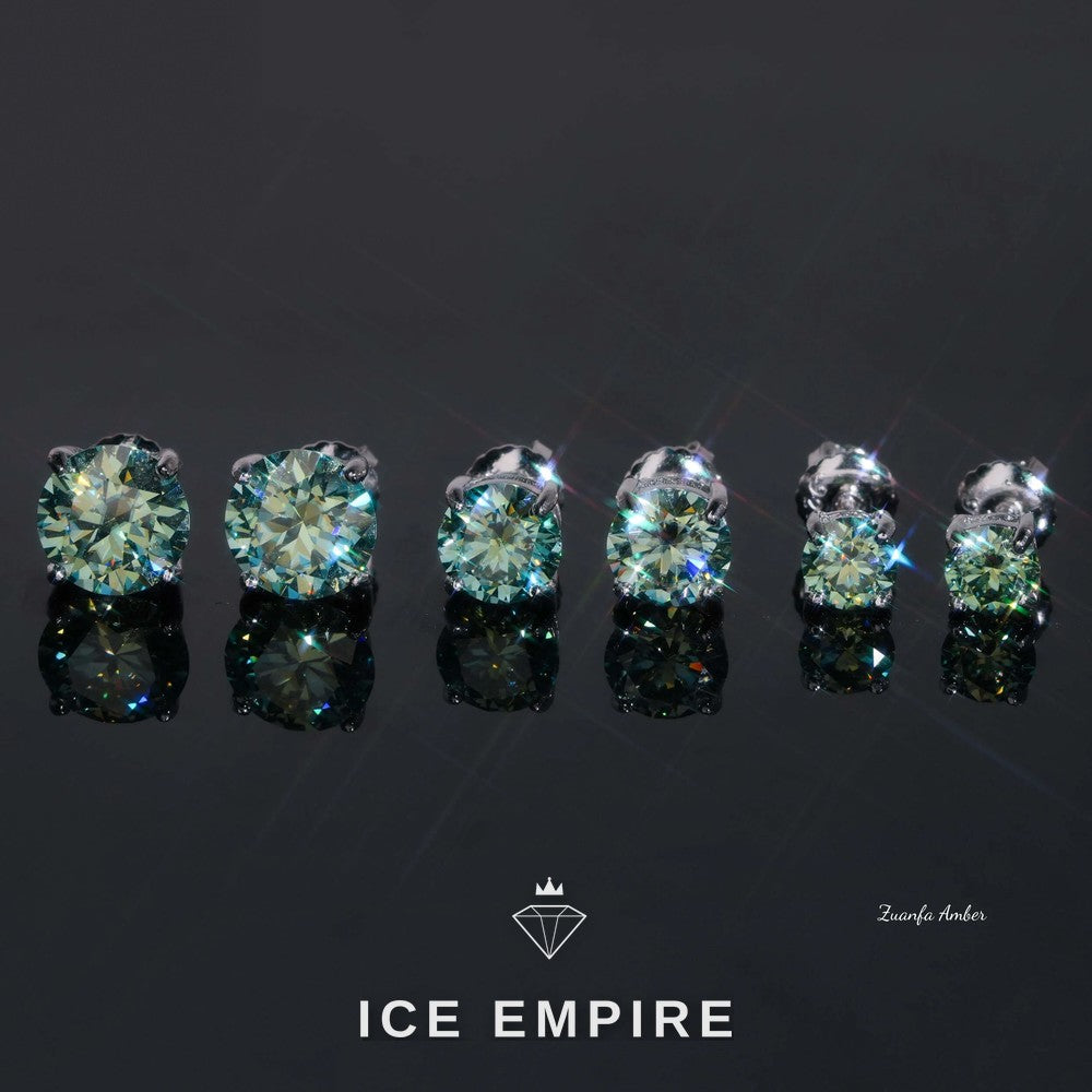 Iced Out 925 Silver Moissanite Stud Earrings