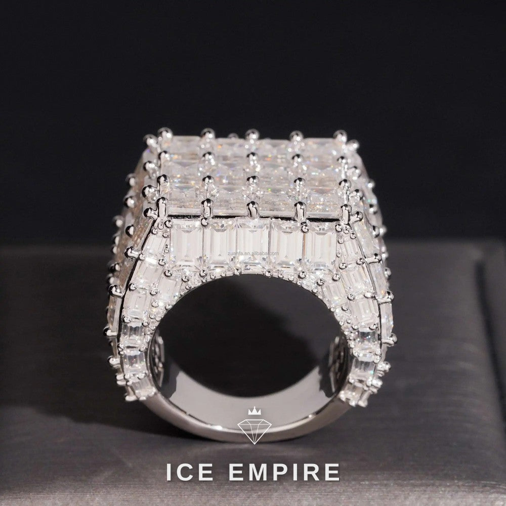 Iced Out 925 Silver Moissanite Ring