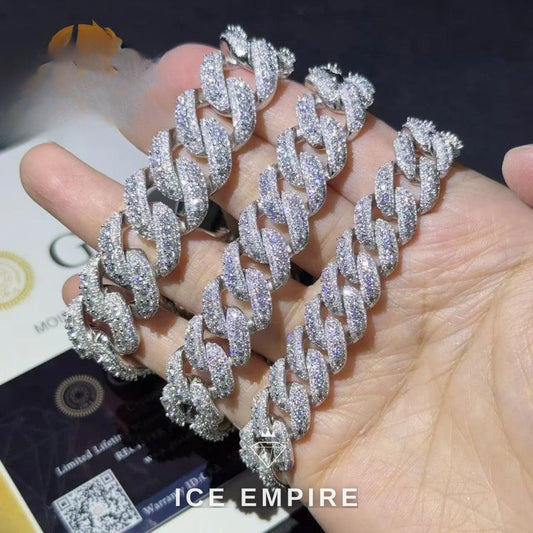 Iced Out 925 Silver Moissanite Cuban Chain