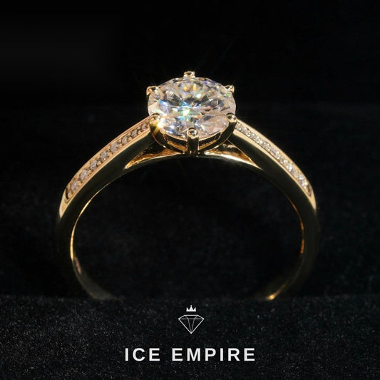 Iced Out 10K Gold Moissanite Engagement Ring