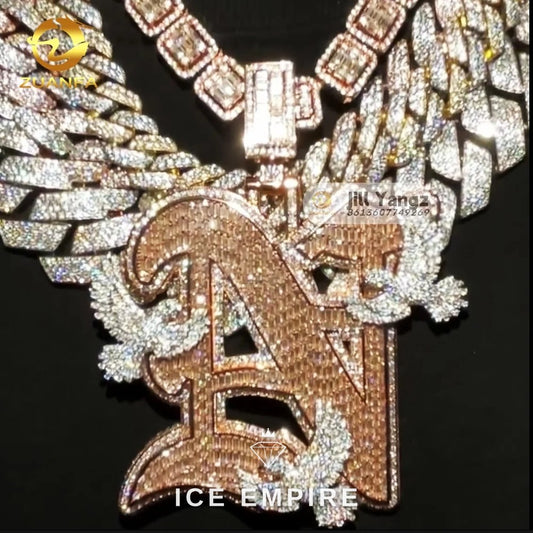 Iced Out Baguette 925 Silver Moissanite Pendant