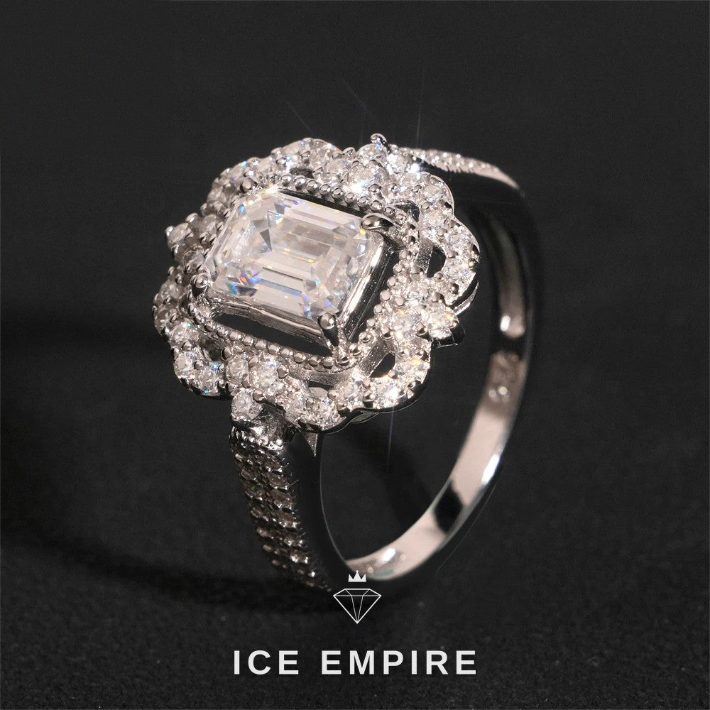 Iced Out Cluster Gold Plated Moissanite Wedding Band