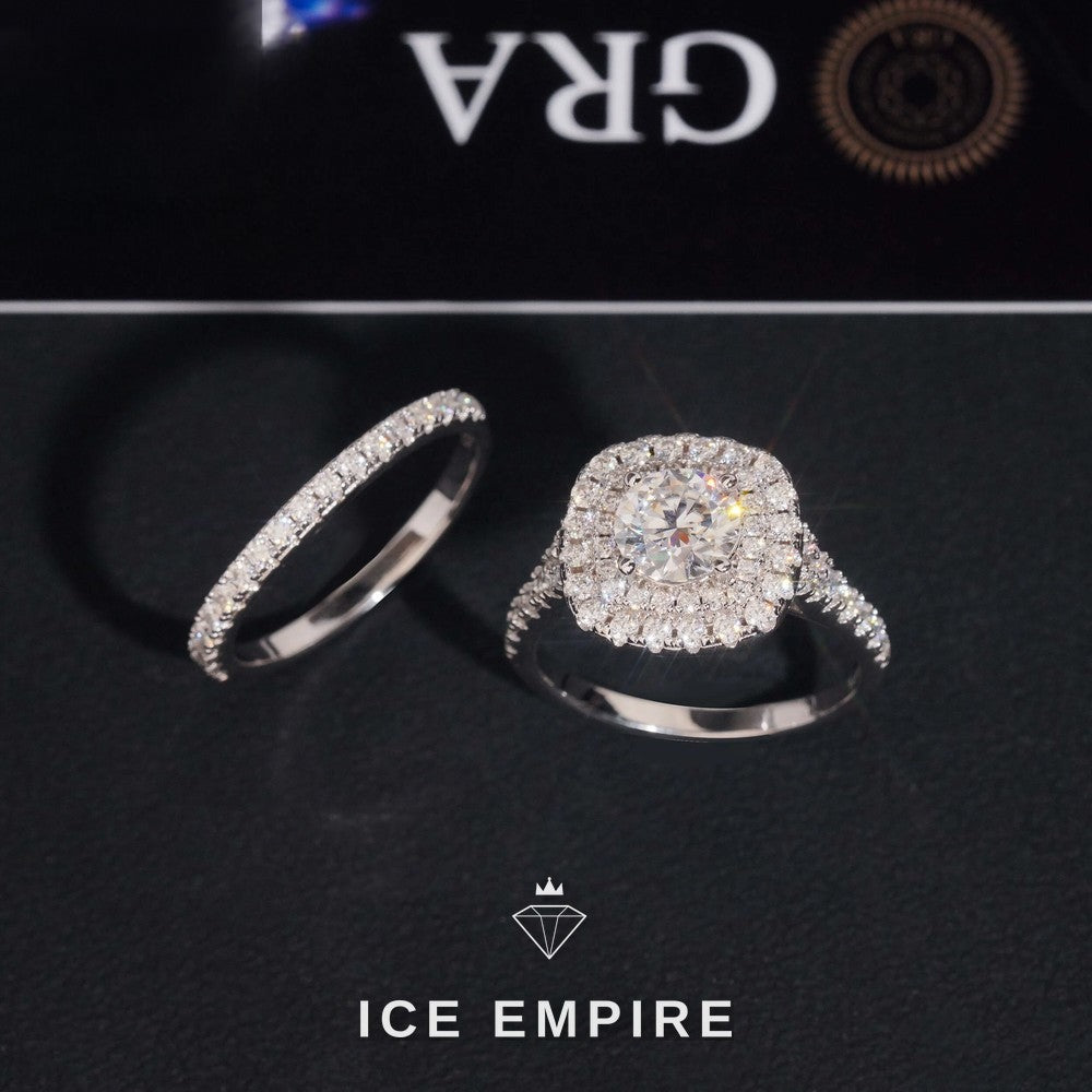 Iced Out 925 Silver Moissanite Engagement Ring