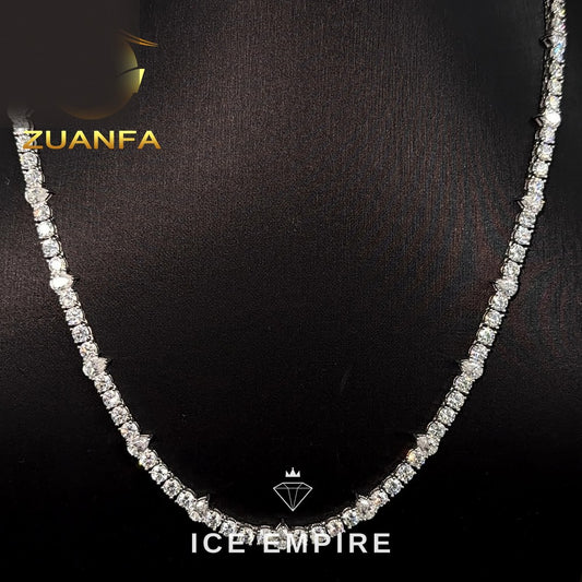 Iced Out 925 Silver Moissanite Tennis Chain